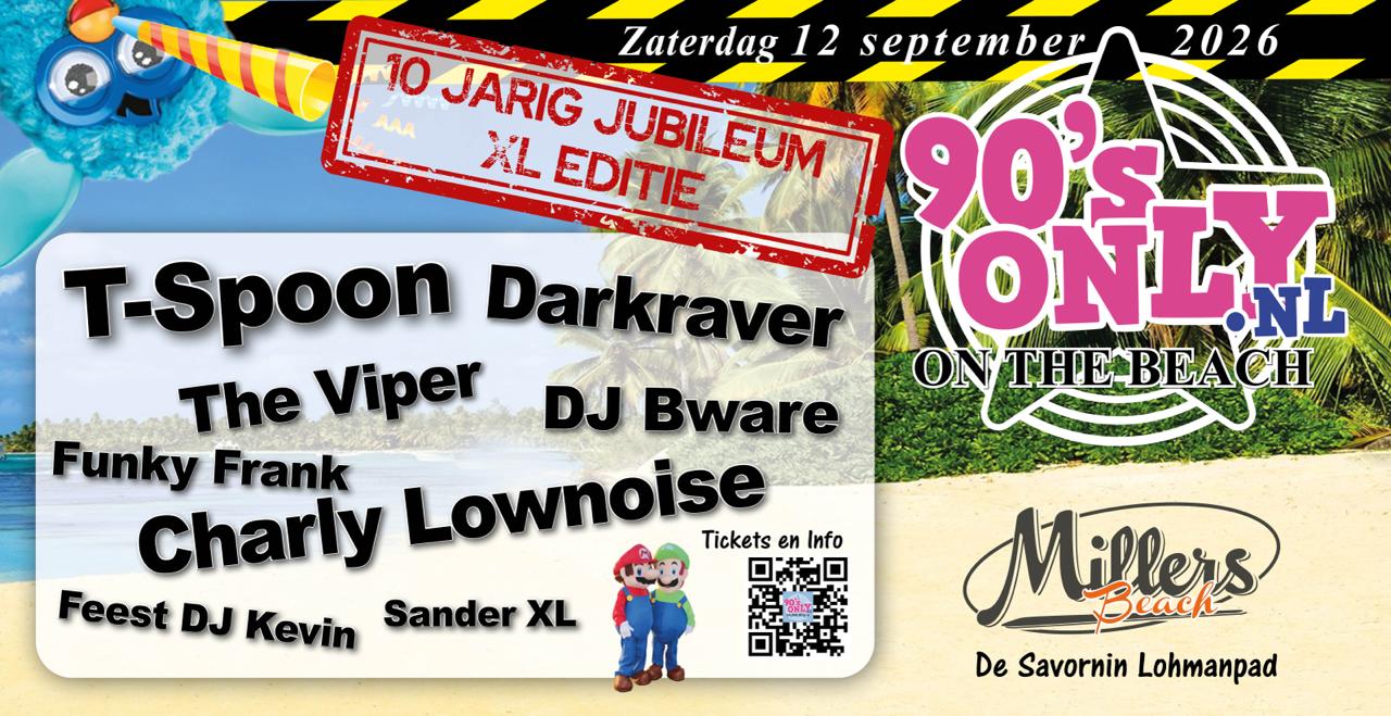 90's Only on the Beach 2026 Logo